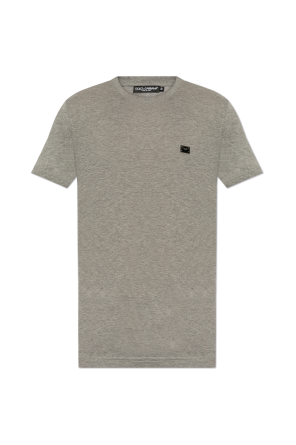 Tシャツ・カットソー DOLCE & GABBANA Men T-shirt Grey G8RN8TG7N7A S8291 Cotton T-shirt with embroidery in Grey for Men